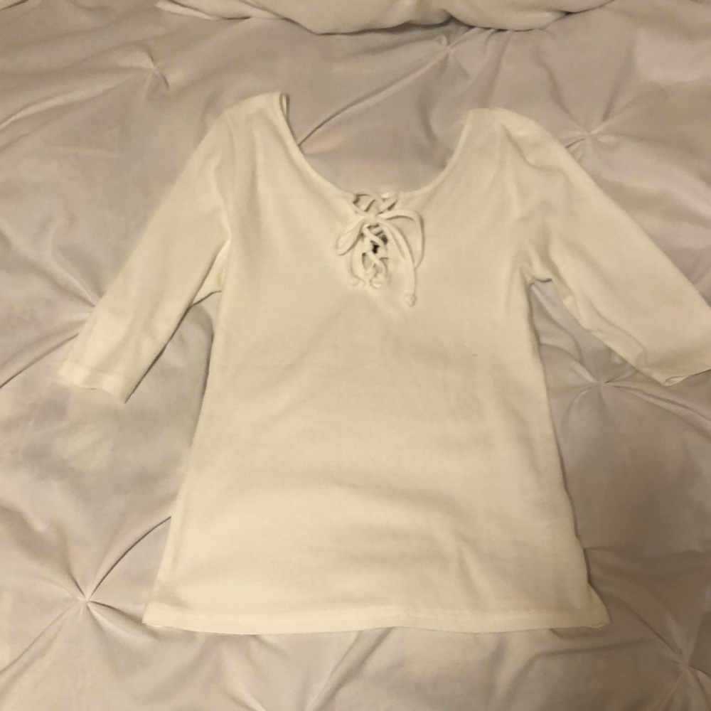 !LAST DAY! White lace up shirt | sz L